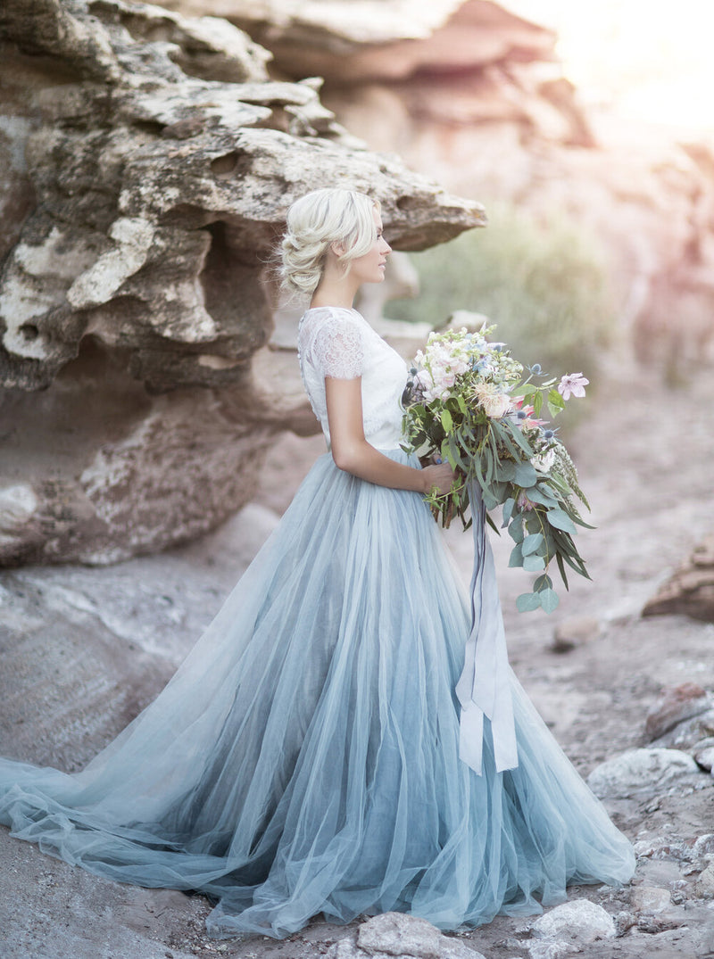 pale blue wedding dress